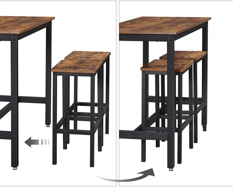 LIBUT Table de bar avec 2 tabourets style loft
