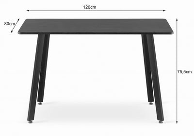 ESTEY Table de repas style industriel 120x80 cm