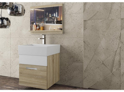 Armoire de salle de bains avec panier à linge intégré ELLA blanc