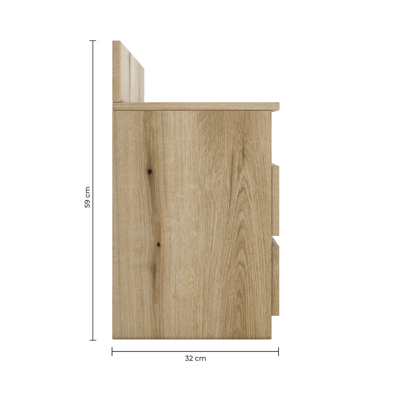 ASTER Table de chevet 2 tiroirs 1 niche de rangement
