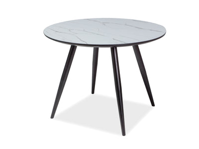 IBEAL Table ronde en verre façon marbre