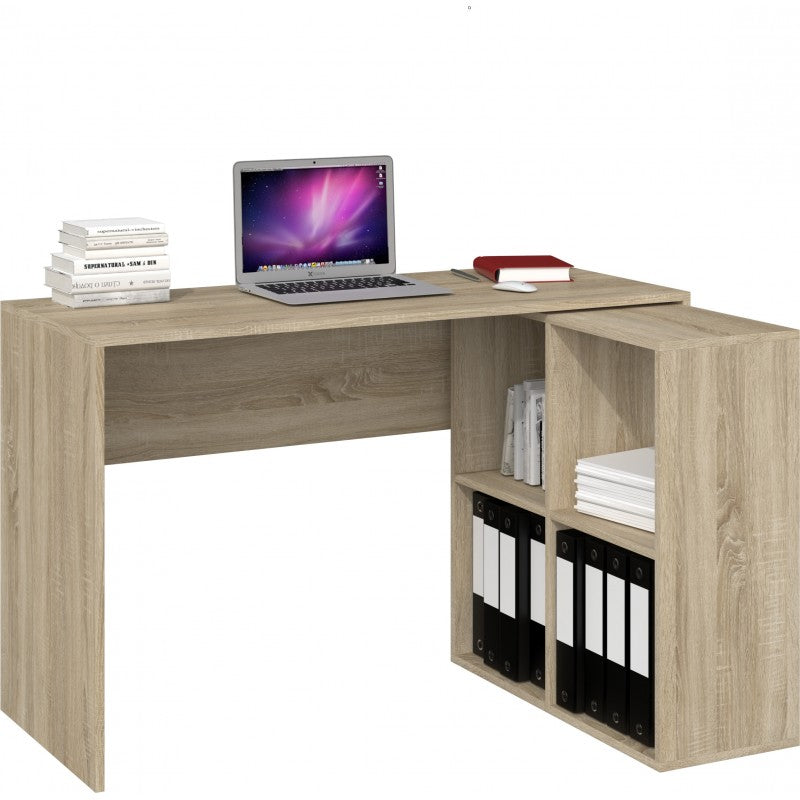 Moline bureau d'angle avec rangement - Blanc mat – Hucoco