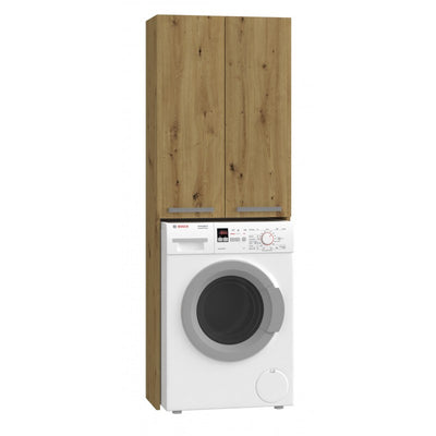 Meuble pour machine à laver standard 60 cm à poser POL couleur bois chêne  sonoma 4 niveaux de rangement