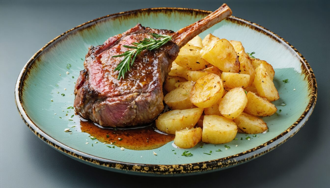 découvrez l'harmonisation parfaite entre la viande savoureuse et les pommes de terre grenaille, une véritable œuvre d'art culinaire qui éveille les sens et ravive les palais. plongez dans une expérience gastronomique inoubliable qui marie tradition et créativité.