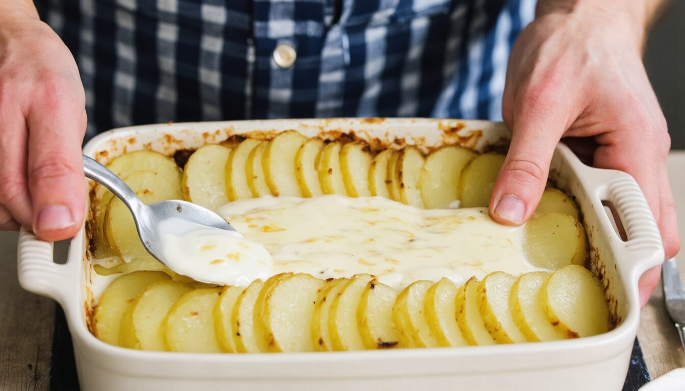 découvrez la recette authentique du gratin dauphinois : une préparation crémeuse et savoureuse à base de pommes de terre et de crème, idéale pour un repas traditionnel et convivial.