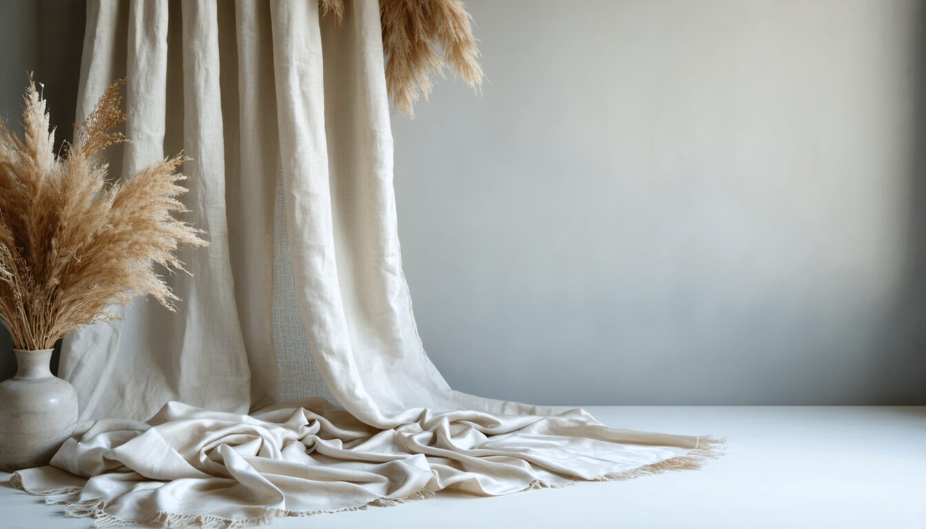 plongez dans l'univers unique des matières nobles en découvrant les textures intemporelles du lin et la délicate élégance du satin. laissez-vous séduire par un mariage parfait de charme naturel et de raffinement.