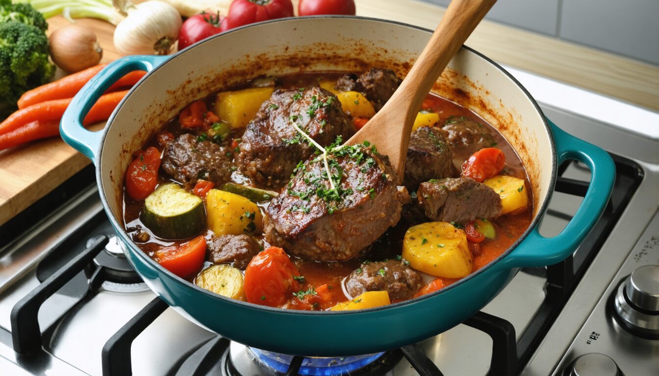 découvrez la recette authentique de l'osso buco de veau : un plat italien savoureux, mijoté avec des légumes et une sauce tomate parfumée. facile à préparer, parfait pour régaler vos convives !