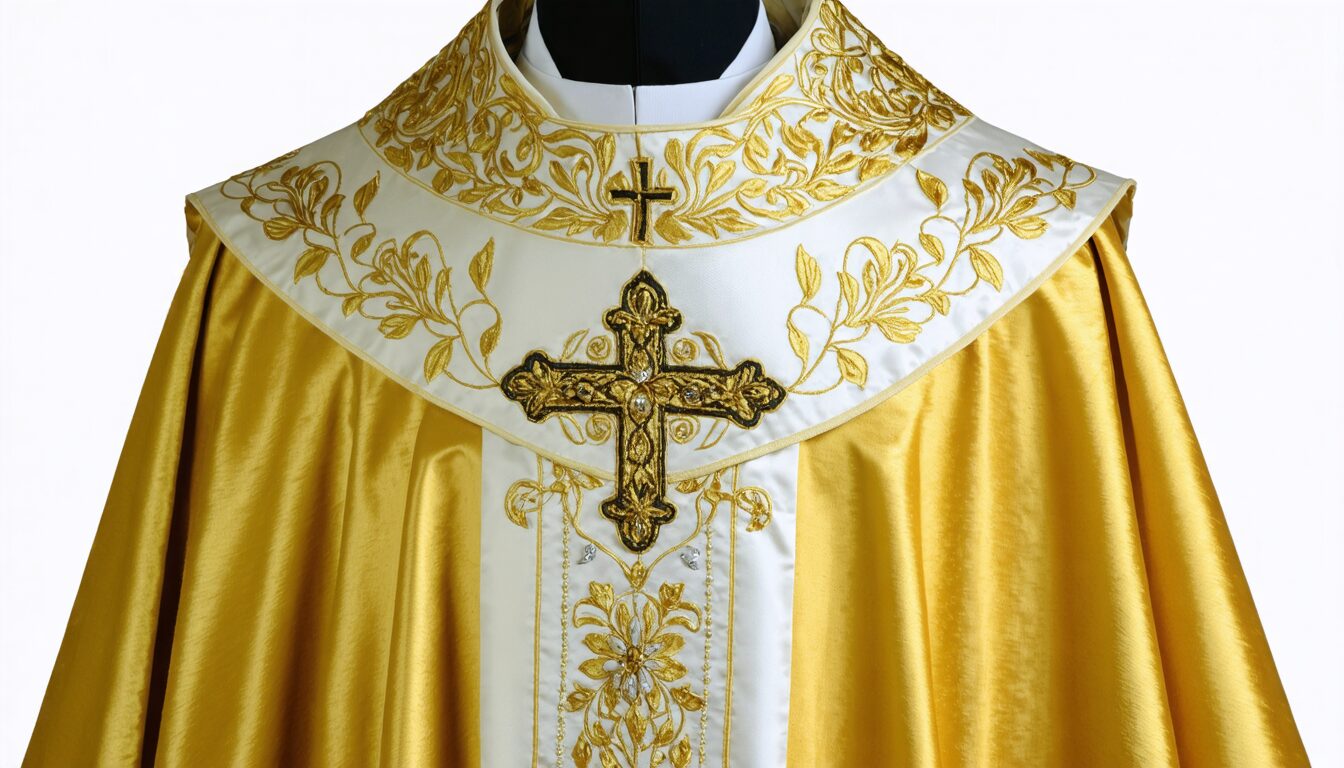 découvrez l’histoire fascinante des textiles sacrés, de la simplicité du lin originel à l’opulence raffinée du brocart, et plongez dans un voyage à travers traditions, symboles et artisanat d’exception.