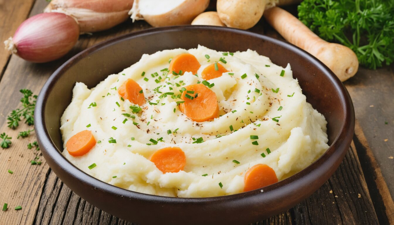découvrez comment préparer facilement une délicieuse purée de pommes de terre et de carottes, onctueuse et savoureuse, idéale pour accompagner tous vos plats.