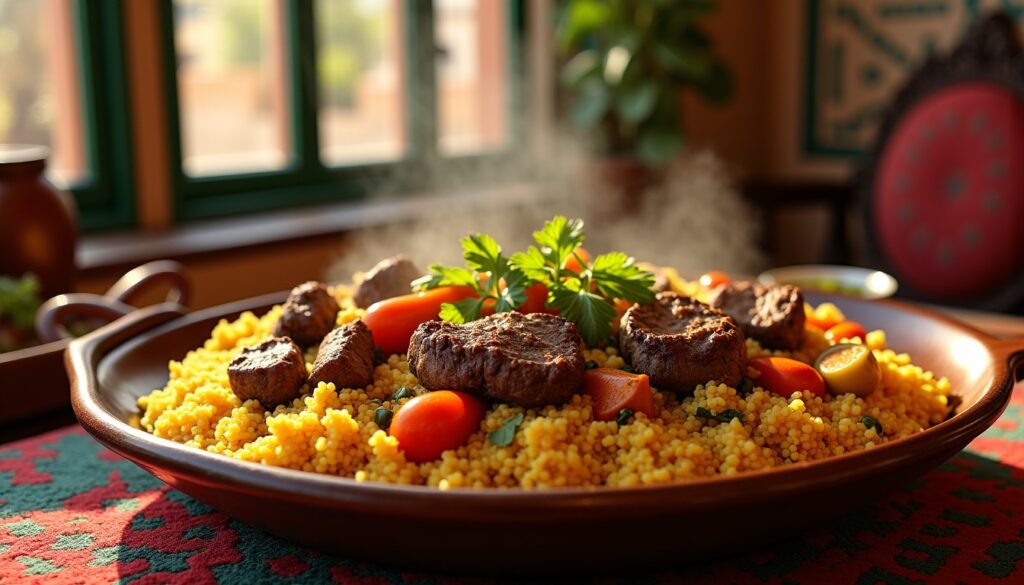 Découvrez la recette authentique du couscous marocain au bœuf, un festin de saveurs traditionnelles