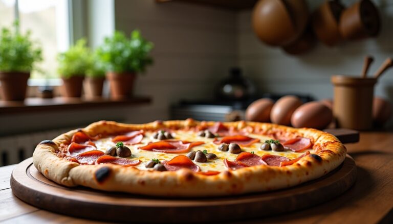 Délicieuse recette de pizza au jambon, mozzarella fondante et champignons savoureux